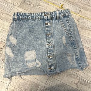PULL & Bear Denim Distressed Button Fly Skirt size XS